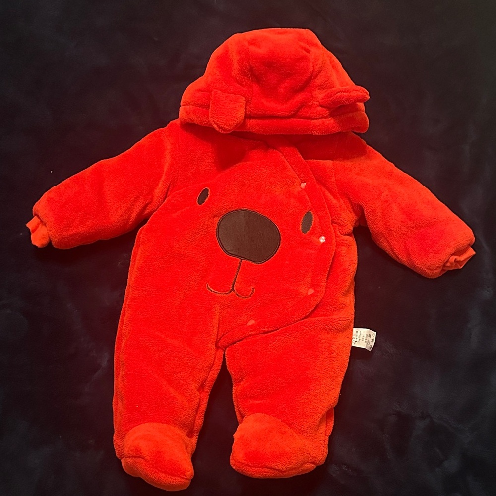 Infant Adorable Red Bear Snowsuit